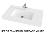 Plan vasque lavabo sur mesure : L 60 à 201 x P 40 à 51 cm, finition lisse mate, Solid-Surface, Anti bactérien, résine Akrytan® SOLID teinté dans la masse, Livraison Offerte.